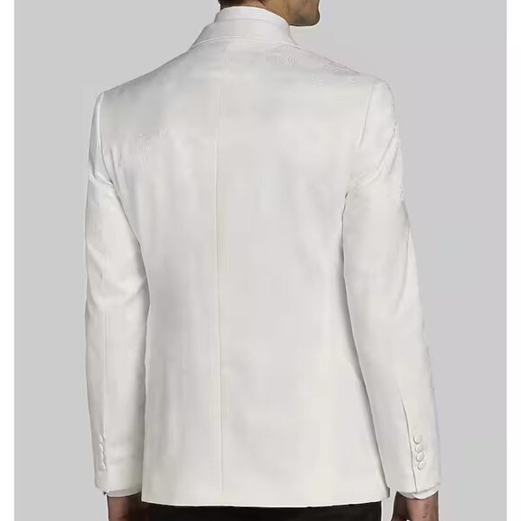 Jos A Bank Dinner Jacket Blazer 40R Tailored Fit Floral Jacquard White E01071 - Picture 2 of 7